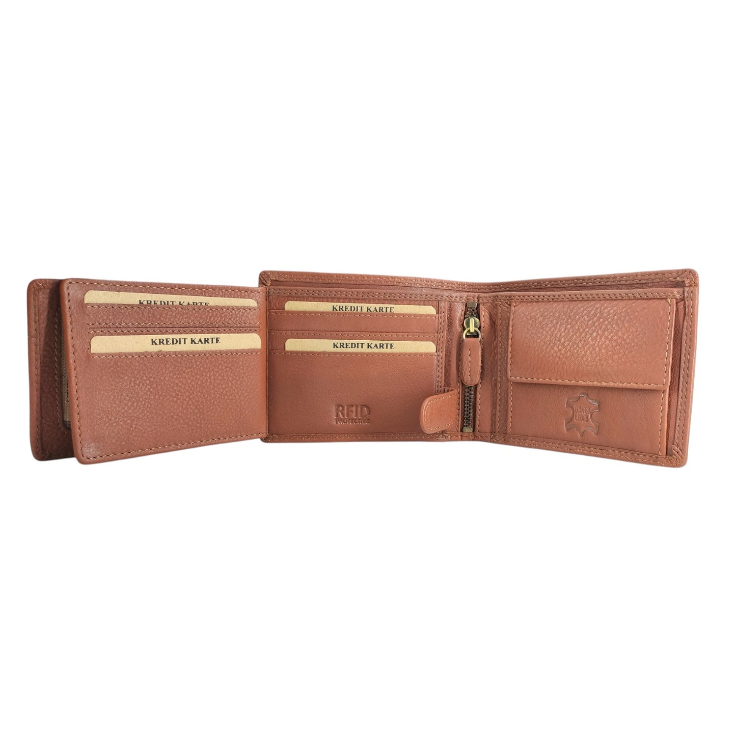 Men’s Bifold Wallet in Genuine Cowhide Leather – RFID Protection, 7 Card Slots, 2 ID Windows & Token Pocket