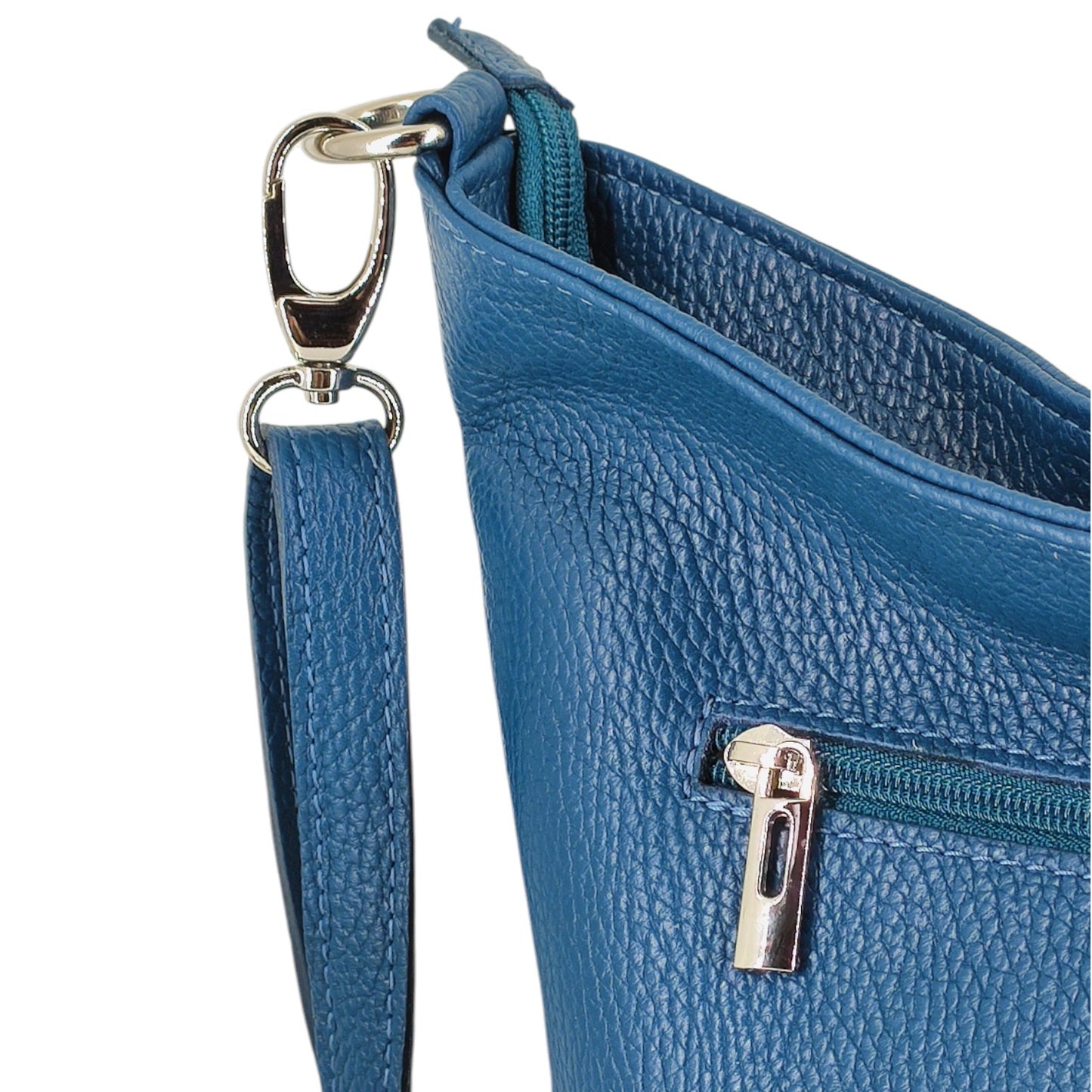 Blaue mittelgroße Umhängetasche aus italienischem Leder – Eleganz & Funktionalität für Alltag & Business
