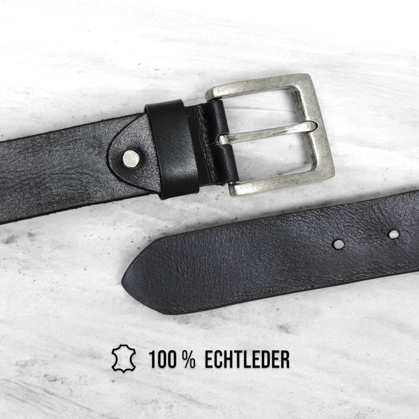 Gürtel aus 100% Büffelleder Schwarz/Cognac – Handgefertigt & 3,5cm Breite