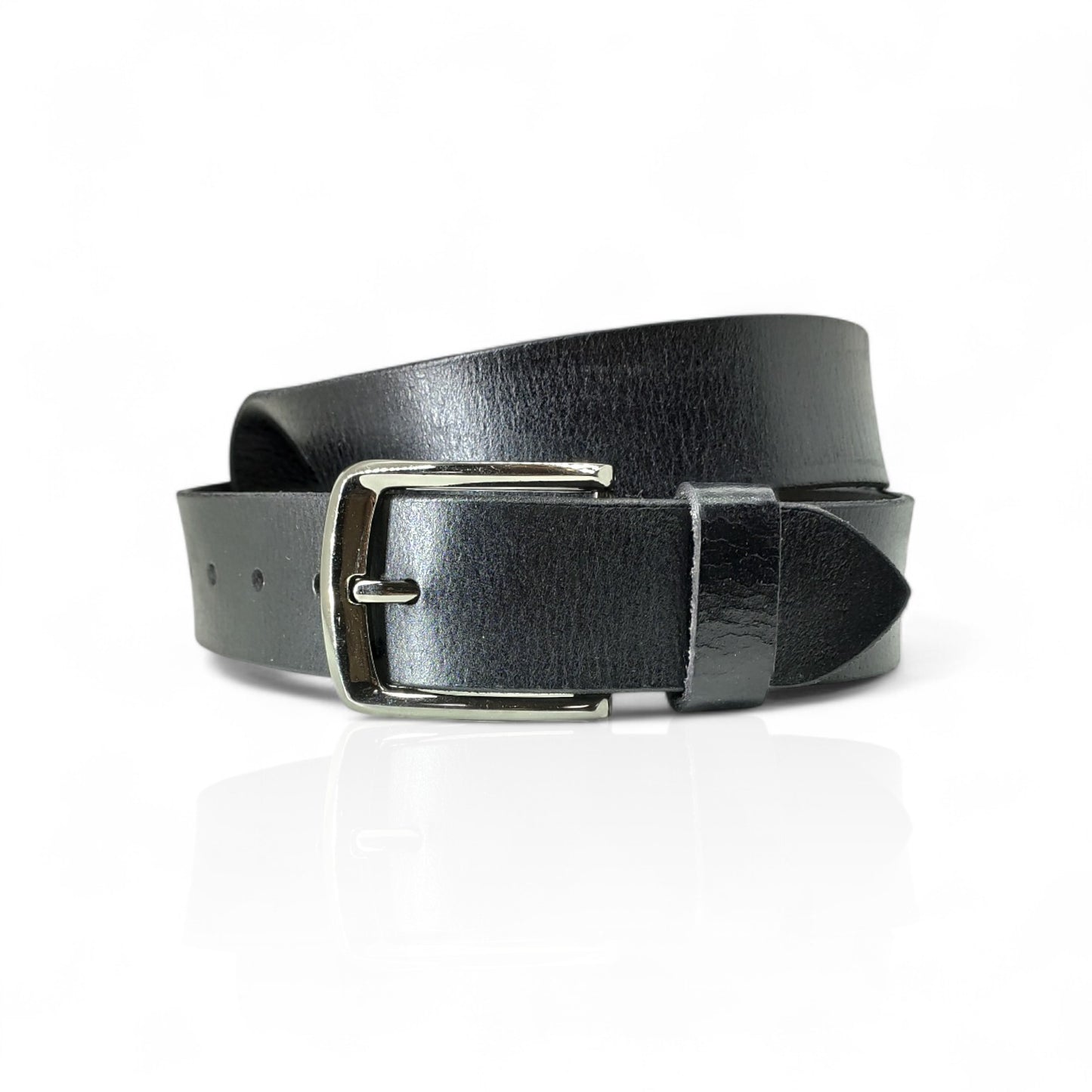 Gürtel aus 100% Büffelleder Schwarz/Cognac/Marineblau – Handgefertigt & 3,8cm Breite