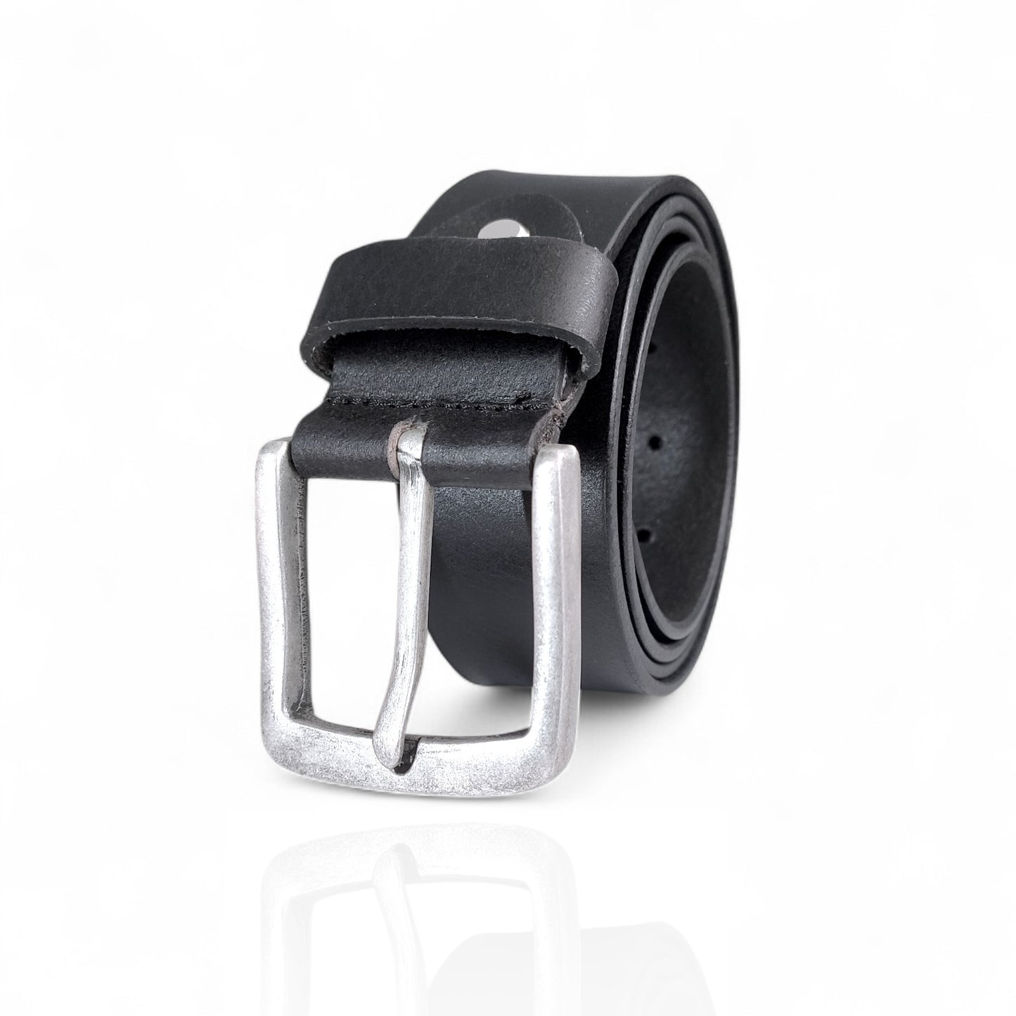 Herren Ledergürtel aus 100 % Büffelleder – Schwarz/Cognac, Handgefertigt, 3,8 cm