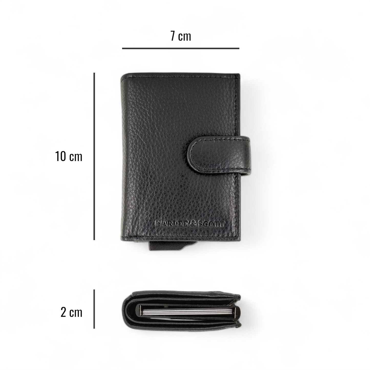 Schwarzes Mini Slim Wallet aus echtem Leder für Herren – Kompakt, mit Münzfach & RFID-Schutz
