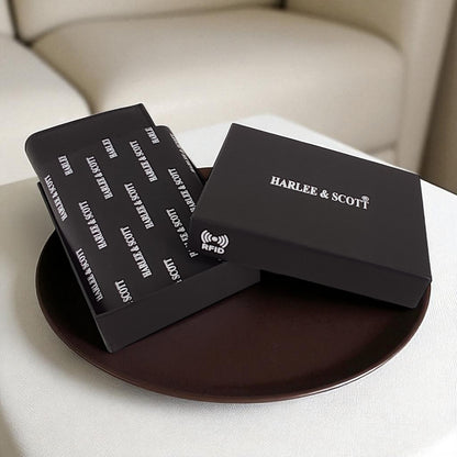 Schwarzes Mini Slim Wallet aus echtem Leder für Herren – Kompakt, mit Münzfach & RFID-Schutz