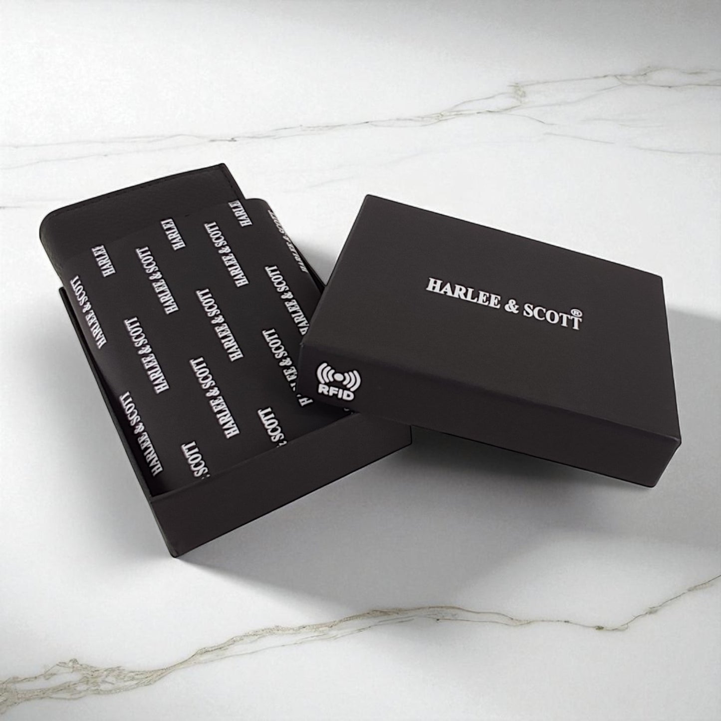 Schwarzes Mini Slim Wallet aus echtem Leder für Herren – Kompakt, mit Münzfach & RFID-Schutz