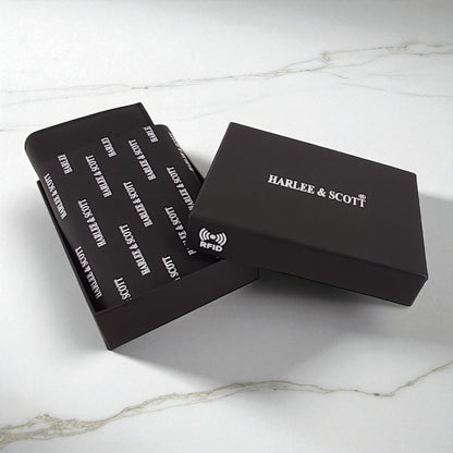 Schwarzes Mini Slim Wallet aus echtem Leder für Herren – Kompakt, mit Münzfach & RFID-Schutz
