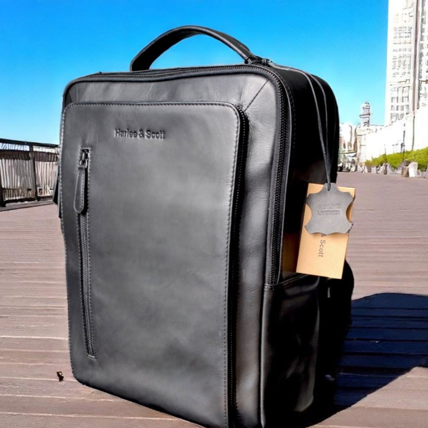 Vintage Laptop-Rucksack aus echtem Rindsleder – Business & Reise, Unisex, 15-Zoll Laptopfach