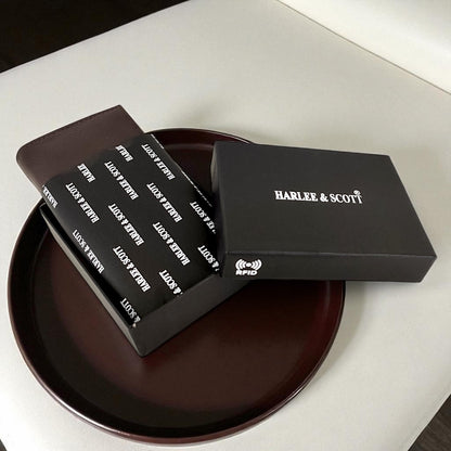 dunkel braunfarbenes Mini Slim Wallet aus echtem Leder für Herren – Kompakt, mit Münzfach & RFID-Schutz