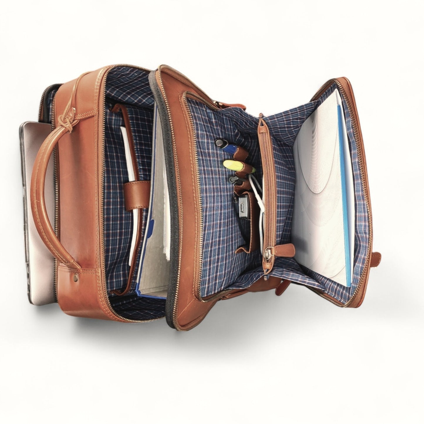 Vintage Laptop-Rucksack aus echtem Rindsleder – Business & Reise, Unisex, 15-Zoll Laptopfach