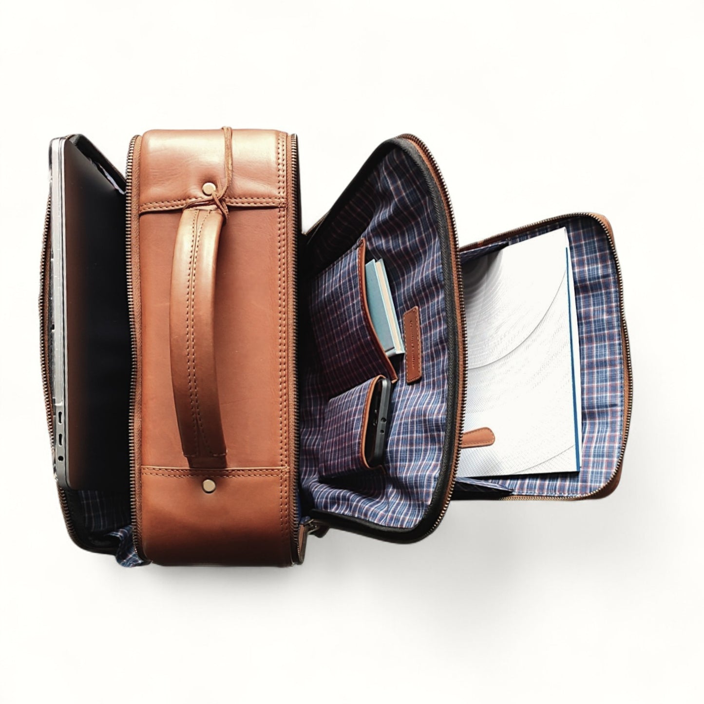 Vintage Laptop-Rucksack aus echtem Rindsleder – Business & Reise, Unisex, 15-Zoll Laptopfach