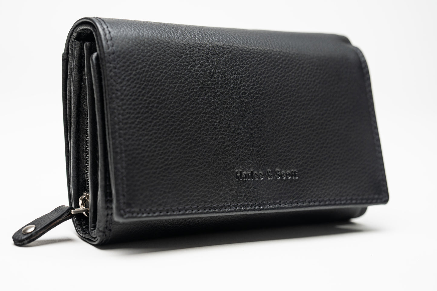 Damen Geldbörse Nappa-Leder Rot – RFID-Schutz, Reißverschluss & Druckknopf | Großes Vintage Portemonnaie für Frauen | Harlee & Scott