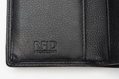 Damen Geldbörse Nappa-Leder Schwarz – RFID-Schutz, Reißverschluss & Druckknopf | Großes Vintage Portemonnaie für Frauen | Harlee & Scott