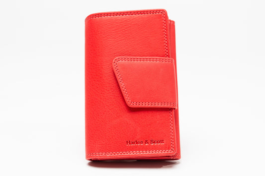 Damen Geldbörse Nappa-Leder Rot – Großformat mit RFID-Schutz & Reißverschluss | Edle Echtleder Geldbörse mit Geschenkbox | Harlee & Scott