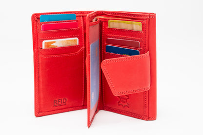 Damen Geldbörse Nappa-Leder Rot – Großformat mit RFID-Schutz & Reißverschluss | Edle Echtleder Geldbörse mit Geschenkbox | Harlee & Scott