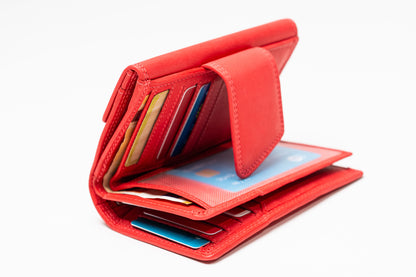 Damen Geldbörse Nappa-Leder Rot – Großformat mit RFID-Schutz & Reißverschluss | Edle Echtleder Geldbörse mit Geschenkbox | Harlee & Scott