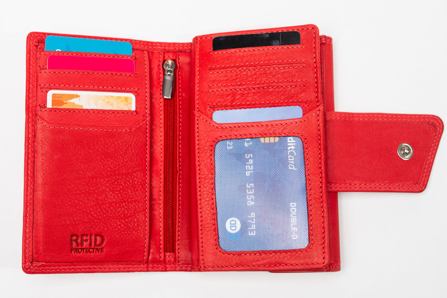 Damen Geldbörse Nappa-Leder Rot – Großformat mit RFID-Schutz & Reißverschluss | Edle Echtleder Geldbörse mit Geschenkbox | Harlee & Scott