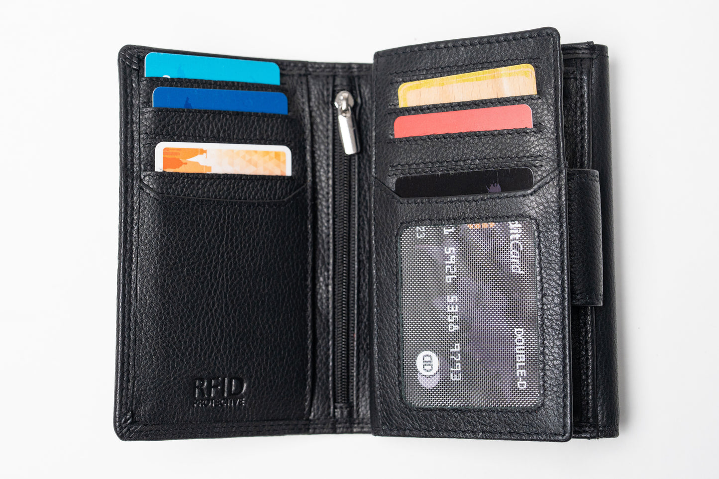 Damen Geldbörse Nappa-Leder Schwarz – Großformat mit RFID-Schutz & Reißverschluss | Edle Echtleder Geldbörse mit Geschenkbox | Harlee & Scott