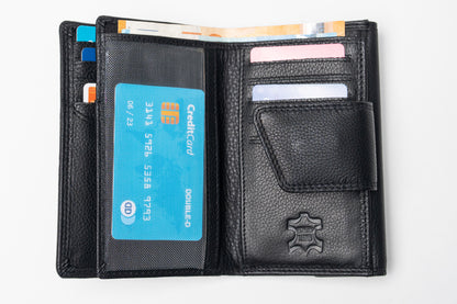 Damen Geldbörse Nappa-Leder Schwarz – Großformat mit RFID-Schutz & Reißverschluss | Edle Echtleder Geldbörse mit Geschenkbox | Harlee & Scott