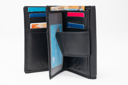 Damen Geldbörse Nappa-Leder Schwarz – Großformat mit RFID-Schutz & Reißverschluss | Edle Echtleder Geldbörse mit Geschenkbox | Harlee & Scott