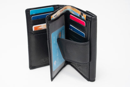 Damen Geldbörse Nappa-Leder Schwarz – Großformat mit RFID-Schutz & Reißverschluss | Edle Echtleder Geldbörse mit Geschenkbox | Harlee & Scott