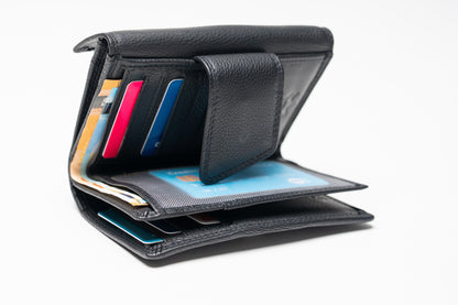 Damen Geldbörse Nappa-Leder Schwarz – Großformat mit RFID-Schutz & Reißverschluss | Edle Echtleder Geldbörse mit Geschenkbox | Harlee & Scott