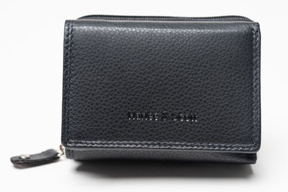 Damen Geldbörse Nappa-Leder Rot – Kompakte Echtleder Börse mit RFID-Schutz, Reißverschluss & Druckknopf | Kleine Leder Geldbörse | Harlee & Scott