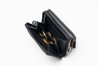 Damen Geldbörse Nappa-Leder Schwarz – Kompakte Echtleder Börse mit RFID-Schutz, Reißverschluss & Druckknopf | Kleine Leder Geldbörse | Harlee & Scott