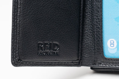 Damen Geldbörse Nappa-Leder Schwarz – Kompakte Echtleder Börse mit RFID-Schutz, Reißverschluss & Druckknopf | Kleine Leder Geldbörse | Harlee & Scott