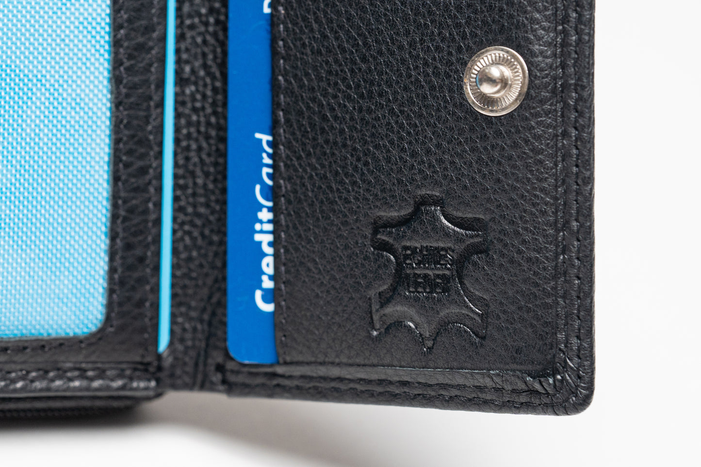 Damen Geldbörse Nappa-Leder Schwarz – Kompakte Echtleder Börse mit RFID-Schutz, Reißverschluss & Druckknopf | Kleine Leder Geldbörse | Harlee & Scott