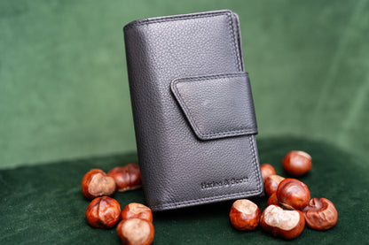 Damen Geldbörse Nappa-Leder Schwarz – Großformat mit RFID-Schutz & Reißverschluss | Edle Echtleder Geldbörse mit Geschenkbox | Harlee & Scott