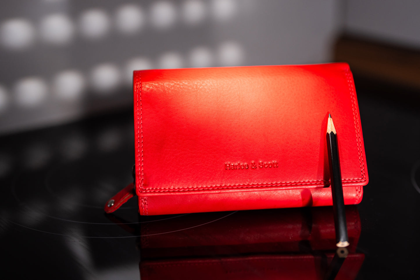 Damen Geldbörse Nappa-Leder Rot – RFID-Schutz, Reißverschluss & Druckknopf | Großes Vintage Portemonnaie für Frauen | Harlee & Scott