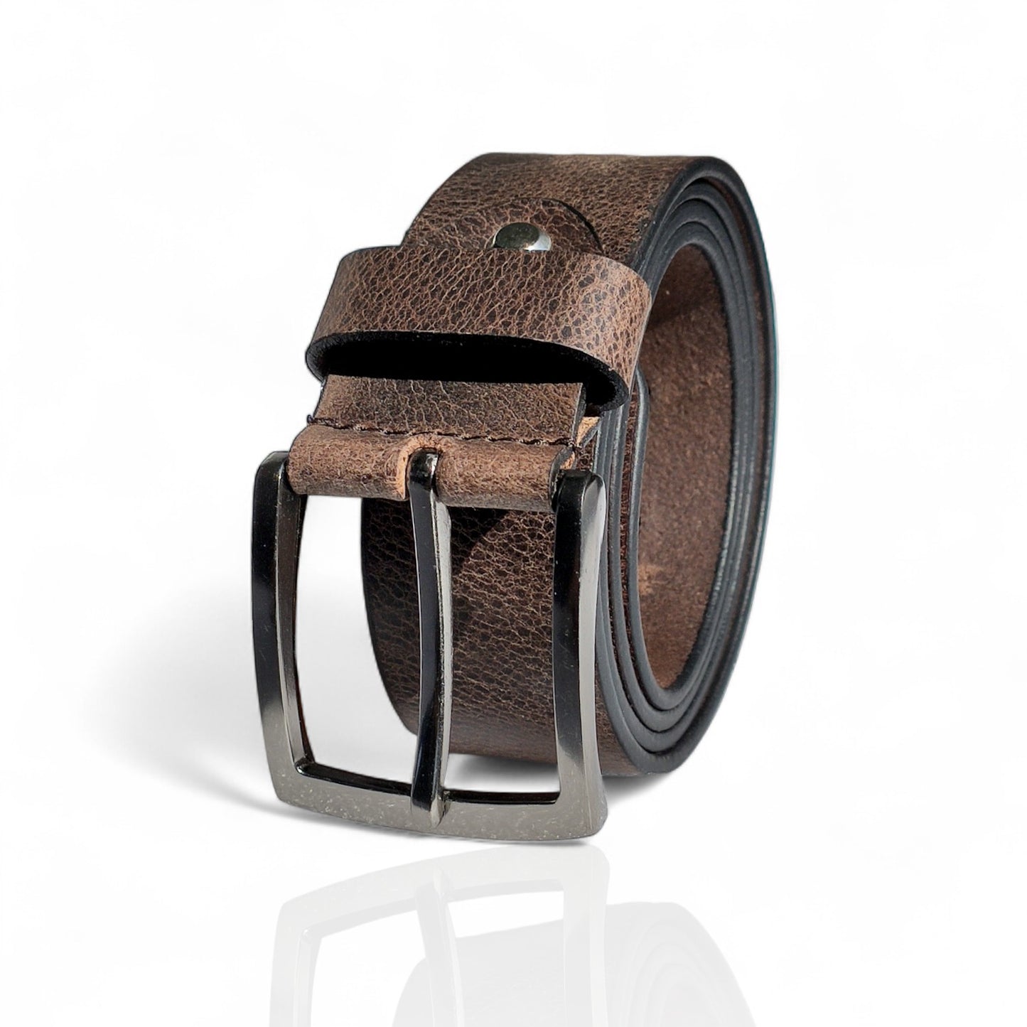 Herren Ledergürtel aus 100 % Büffelleder – Braun, Handgefertigt, 3,8 cm