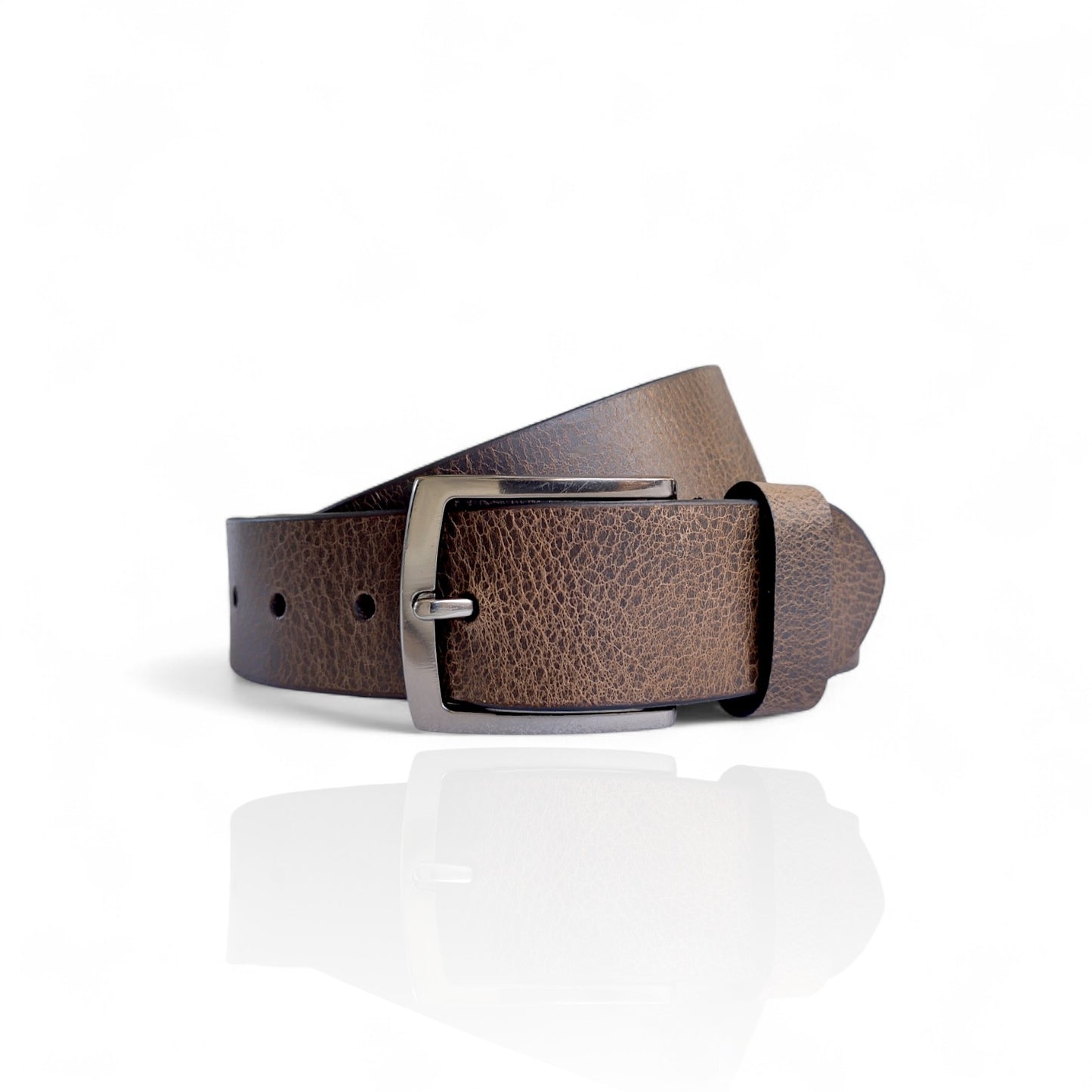 Herren Ledergürtel aus 100 % Büffelleder – Braun, Handgefertigt, 3,8 cm