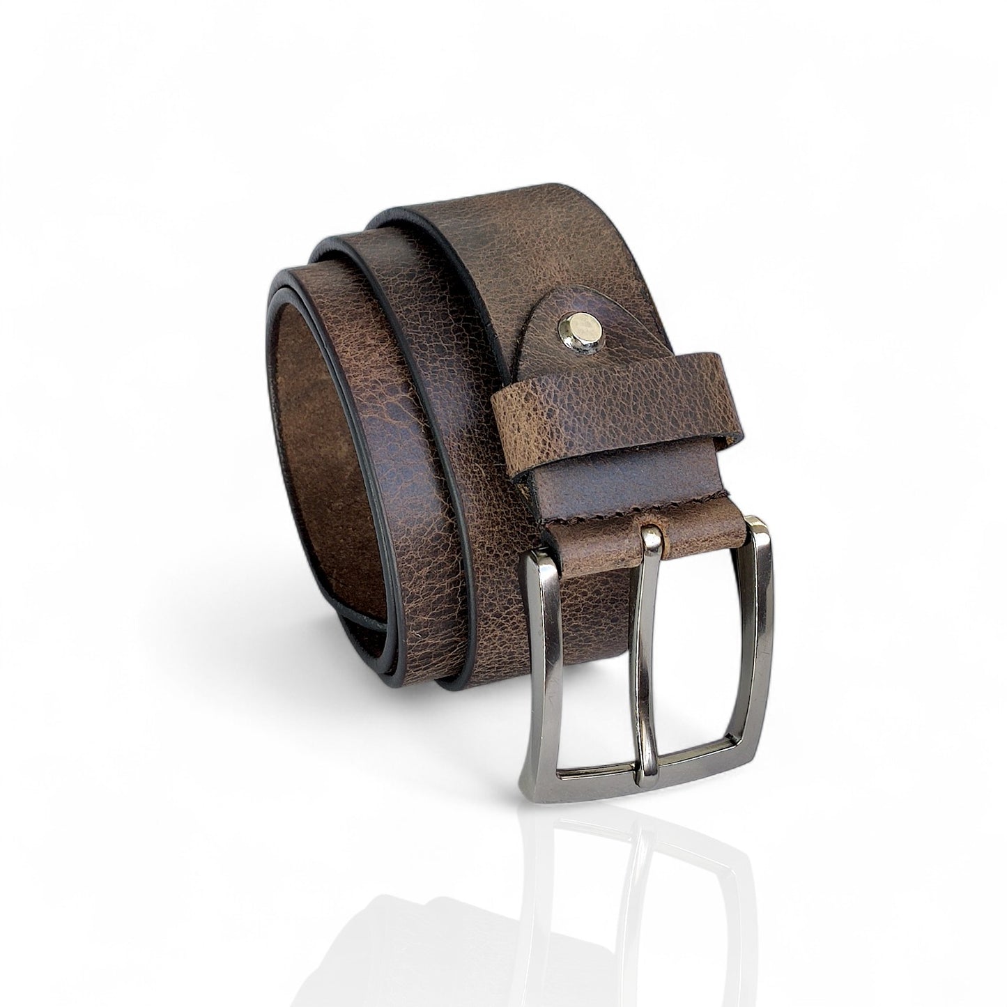 Herren Ledergürtel aus 100 % Büffelleder – Braun, Handgefertigt, 3,8 cm
