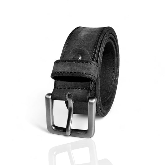 Herren Gürtel aus 100 % Büffelleder – Schwarz/Cognac, Handgefertigt, 3,8 cm Breite
