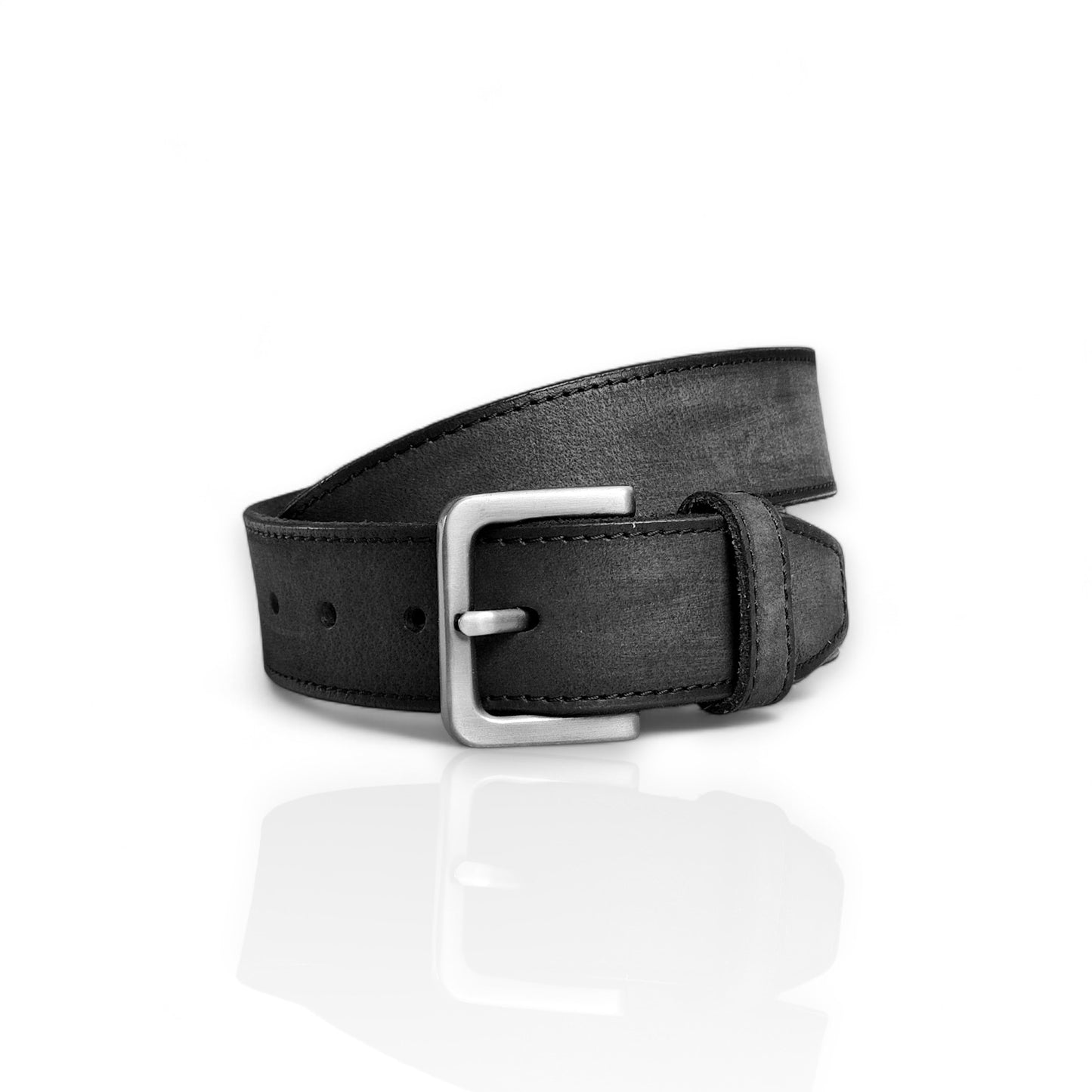 Herren Gürtel aus 100 % Büffelleder – Schwarz/Cognac, Handgefertigt, 3,8 cm Breite