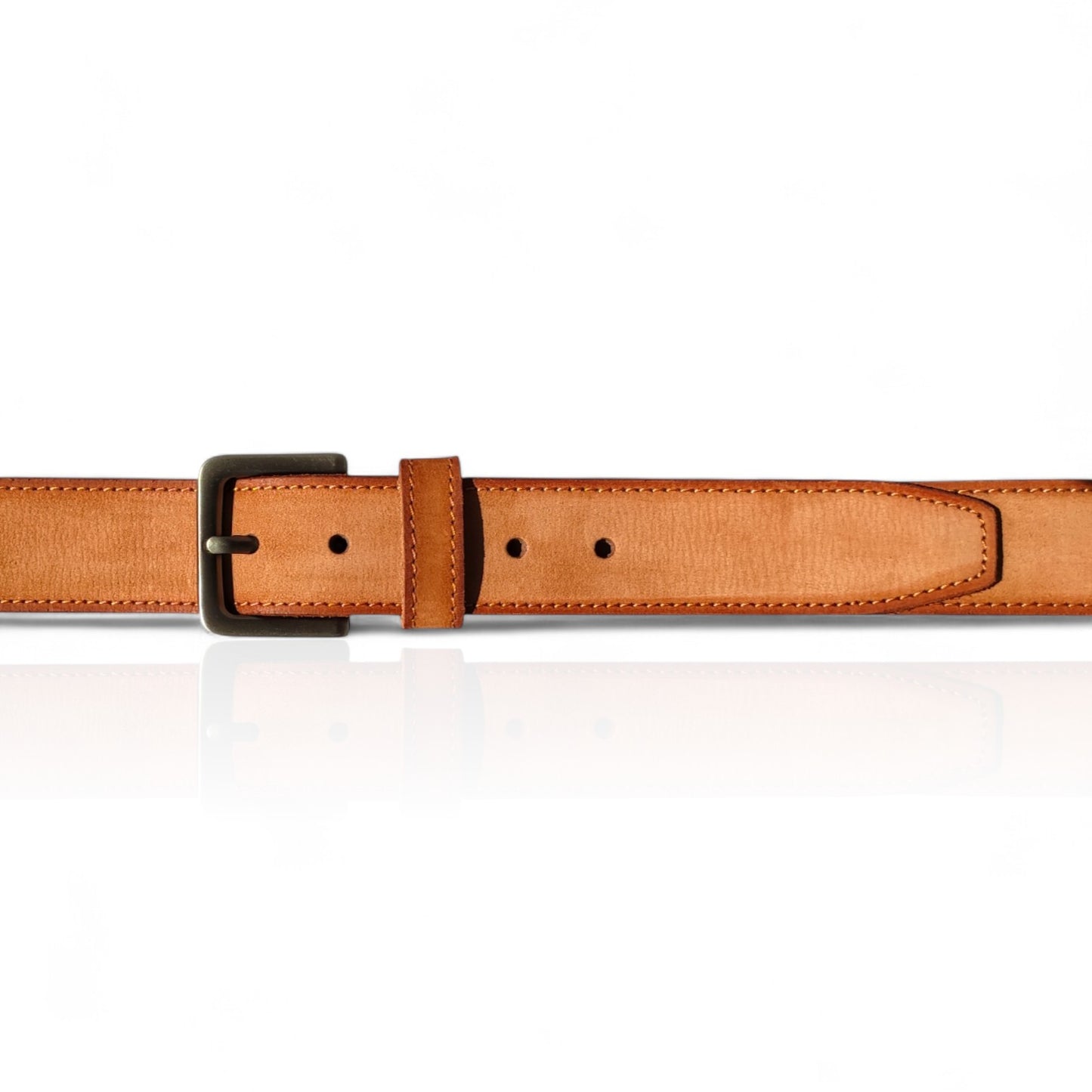 Herren Gürtel aus 100 % Büffelleder – Cognac/Schwarz, Handgefertigt, 3,8 cm Breite