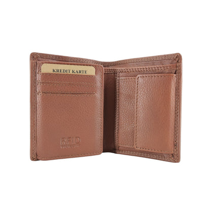 Herren Geldbörse Hochformat aus 100% echtem Leder mit RFID Schutz – 6 Kartenfächer & Münzfach