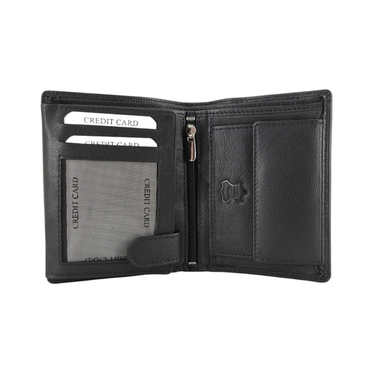 Mini-Kombibörse RFID Hochformat – Echtleder schwarz mit Geschenkbox