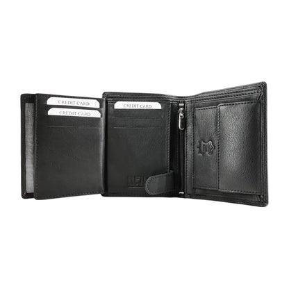 Mini-Kombibörse RFID Hochformat – Echtleder schwarz mit Geschenkbox
