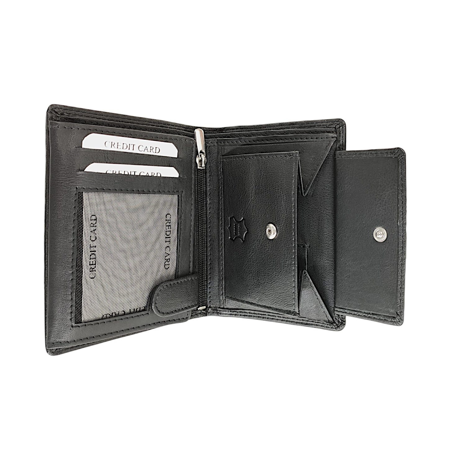 Mini-Kombibörse RFID Hochformat – Echtleder schwarz mit Geschenkbox