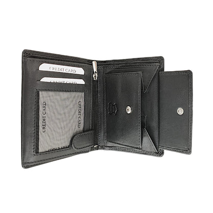 Mini-Kombibörse RFID Hochformat – Echtleder schwarz mit Geschenkbox