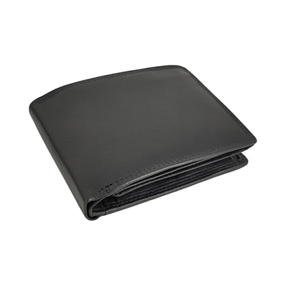 Herren-Geldbörse Querformat – Ziegenleder schwarz mit RFID & Geschenkbox