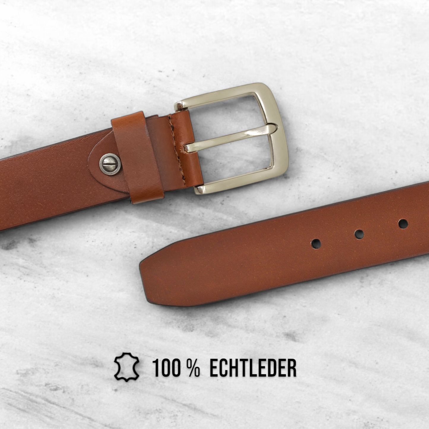 Gürtel aus 100% Büffelleder Cognac – Handgefertigt & 3,8cm Breite