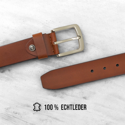 Gürtel aus 100% Büffelleder Cognac – Handgefertigt & 3,8cm Breite