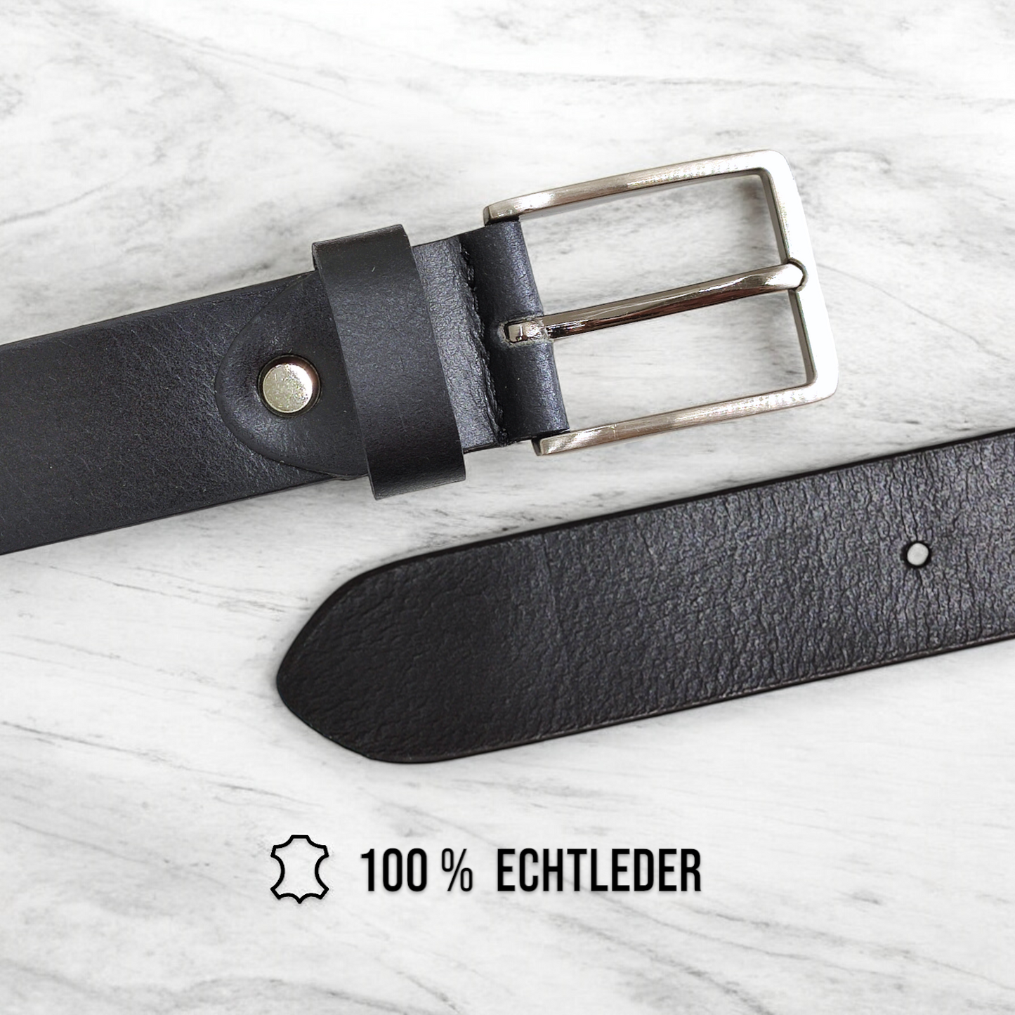 Gürtel aus 100% Büffelleder Schwarz – Handgefertigt & 3,5cm Breite