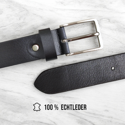 Gürtel aus 100% Büffelleder Schwarz – Handgefertigt & 3,5cm Breite
