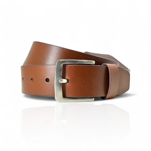 Gürtel aus 100% Büffelleder Cognac – Handgefertigt & 4cm Breite
