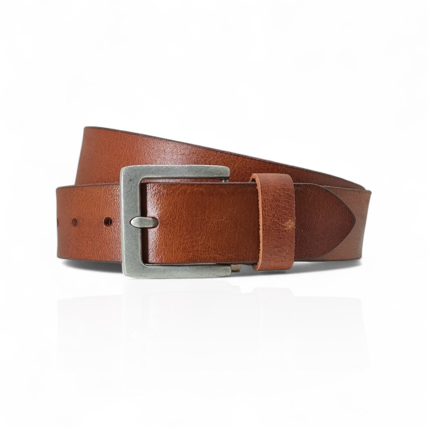 Gürtel aus 100% Büffelleder Cognac/Schwarz – Handgefertigt & 3,5cm Breite