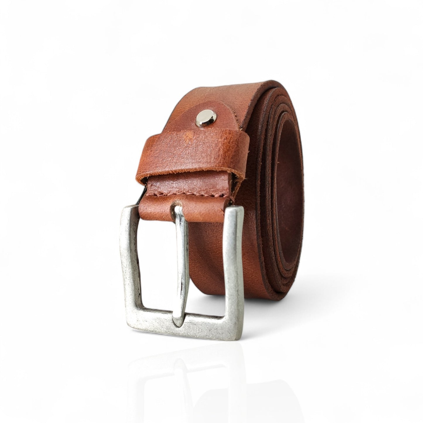 Gürtel aus 100% Büffelleder Cognac/Schwarz – Handgefertigt & 3,5cm Breite