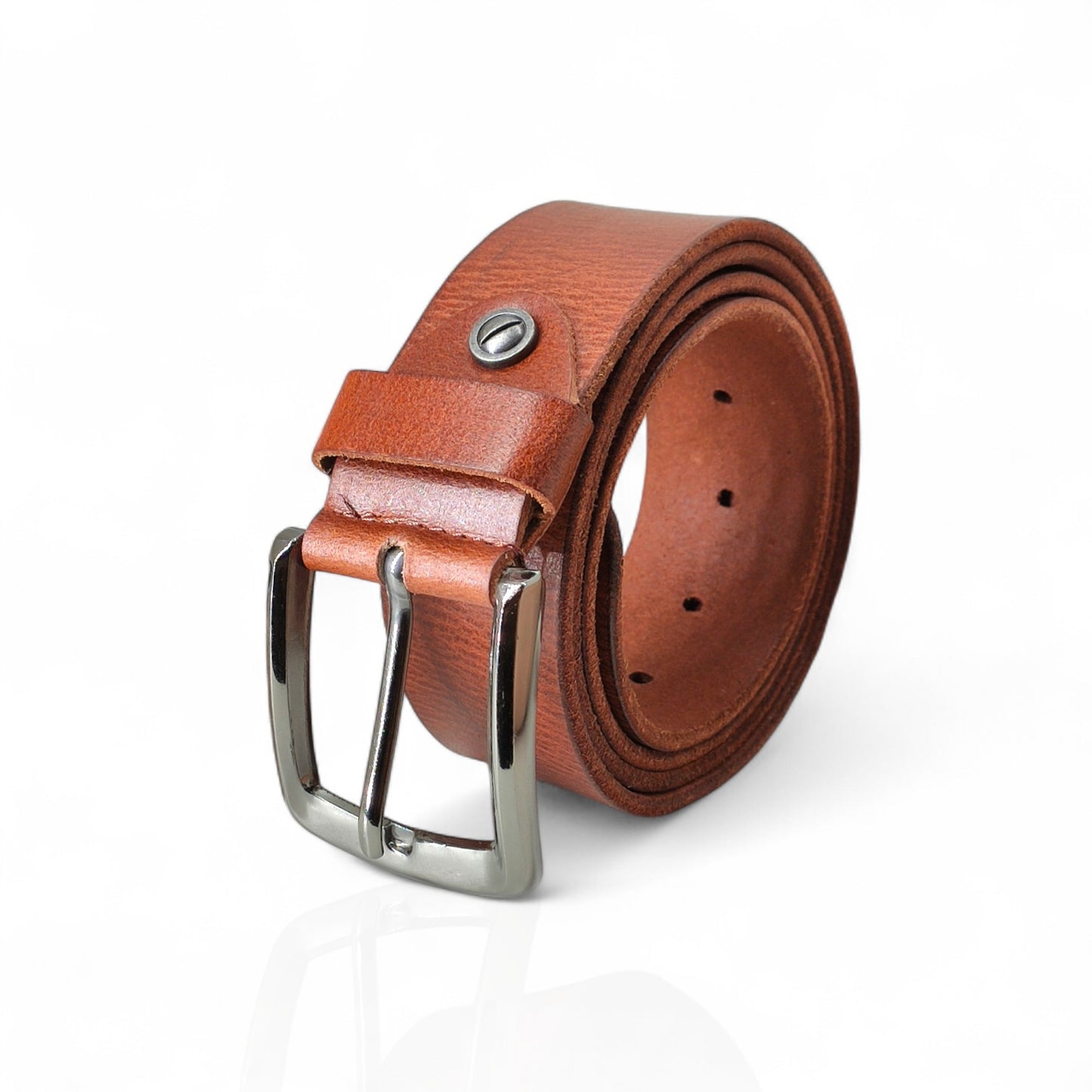 Gürtel aus 100% Büffelleder Schwarz/Cognac/Marineblau – Handgefertigt & 3,8cm Breite